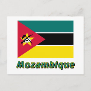 Mozambique Flag with Name Postcard
