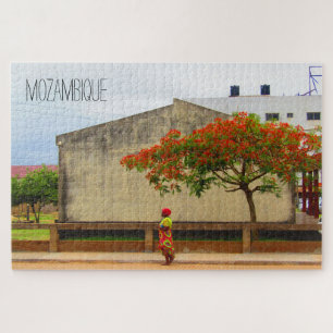 mozambique flame tree postcard jigsaw puzzle