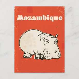 Mozambique hippo travel poster print postcard