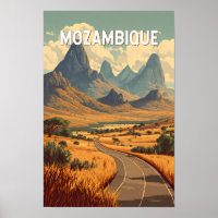 Mozambique Illustration Travel Art Vintage