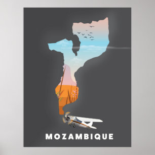 Mozambique map poster