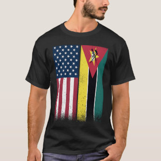 Mozambique Mozambican American Flags Proud USA T-Shirt
