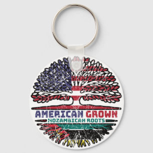 Mozambique Mozambican American USA Tree Roots Flag Key Ring
