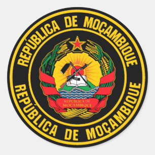 Mozambique Round Emblem Classic Round Sticker