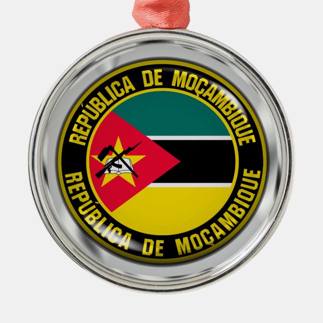 Mozambique Round Emblem Metal Tree Decoration (Front)