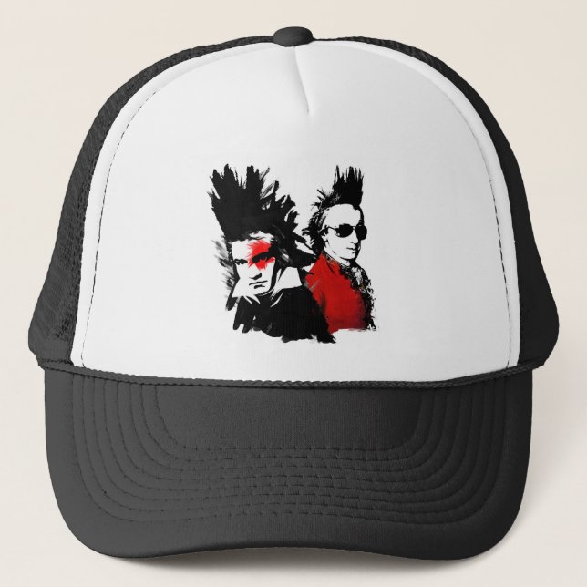 Mozart Beethoven Punk Trucker Hat (Front)