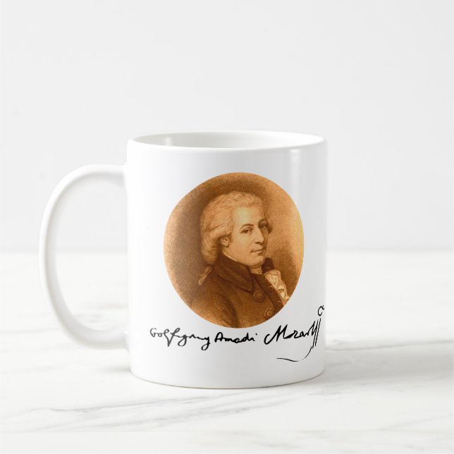 Mozart Composer Portrait Elegant Classical Music Coffee Mug (Left)