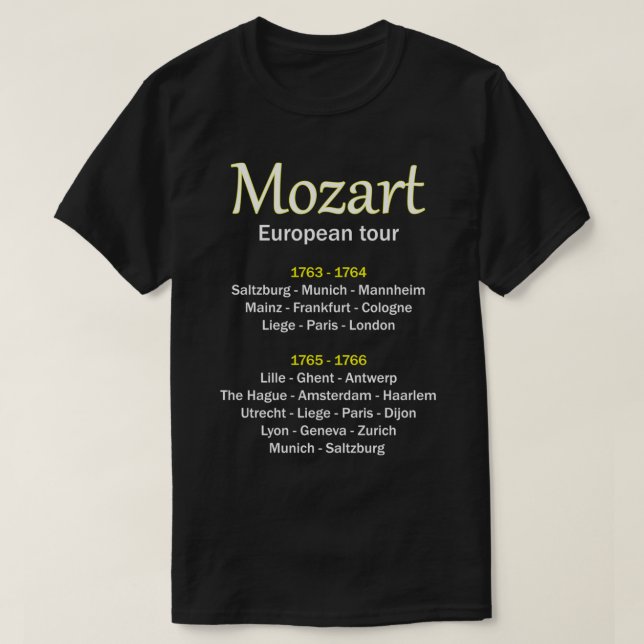Mozart European Tour Merchandise Classic T-Shirt (Design Front)