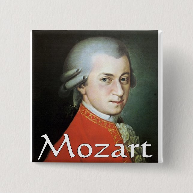 Mozart gifts for music lovers 15 cm square badge (Front)