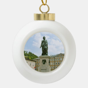 Mozart Monument in Salzburg, Austria Ceramic Ball Christmas Ornament