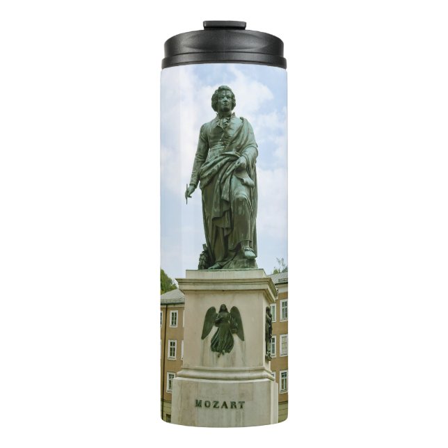 Mozart Monument in Salzburg, Austria Thermal Tumbler (Front)