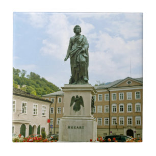 Mozart Monument in Salzburg, Austria Tile
