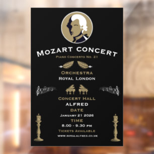 Mozart Music Concert Window Cling