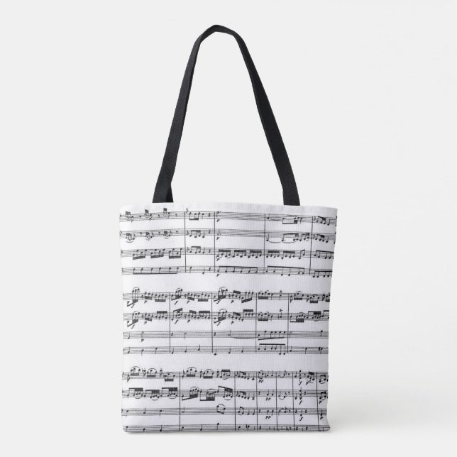 Mozart Music Lovers Black and White Tote Bag (Back)