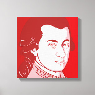 Mozart on Canvas - Cartoon Style, red/white Print
