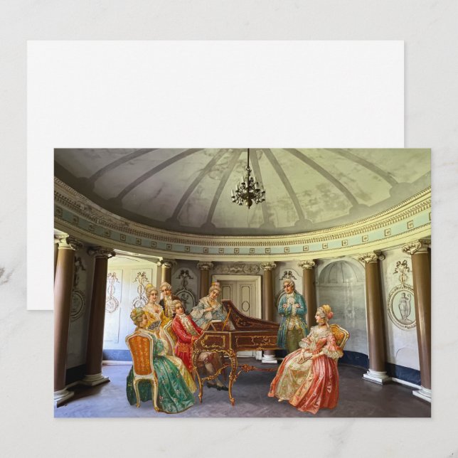 Mozart Playing Harpsichord Flat Holiday Card (Front/Back)