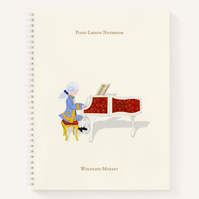 Mozart Playing Piano Musician's Personalised Notebook (Front)