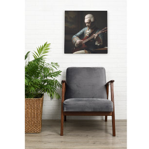 Mozart playing the electric guitar canvas print