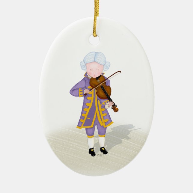 Mozart Playing Violin Child Prodigy Classica Music Ceramic Tree Decoration (Front)