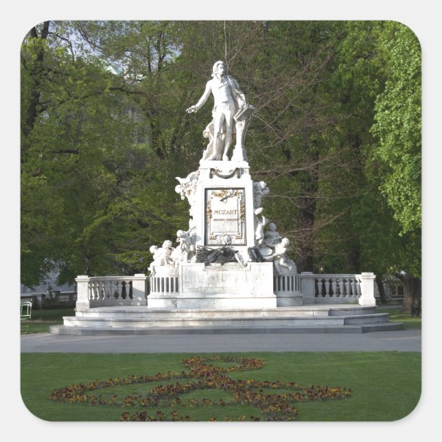 Mozart Statue Square Sticker (Front)