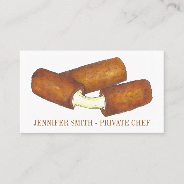 Mozzarella Cheese Sticks Junk Food Cooking Chef Business Card (Front)