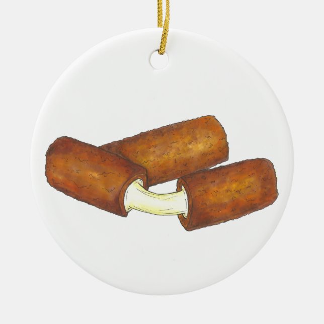 Mozzarella Fried Cheese Sticks Junk Food Foodie Ceramic Tree Decoration (Front)