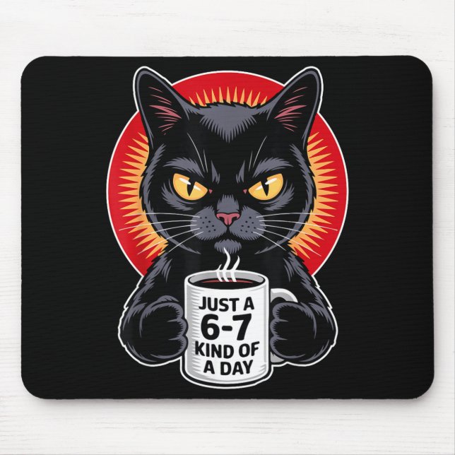 Mpy 6 7 Meme Cat Funny Gen Alpha Six Seven Cat Lov Mouse Mat (Front)