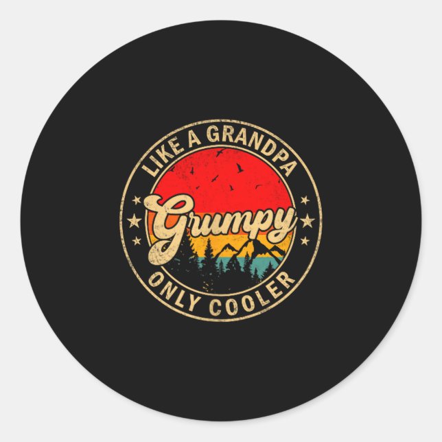 Mpy Like A Grandpa Only Cooler Retro For Papa Gran Classic Round Sticker (Front)