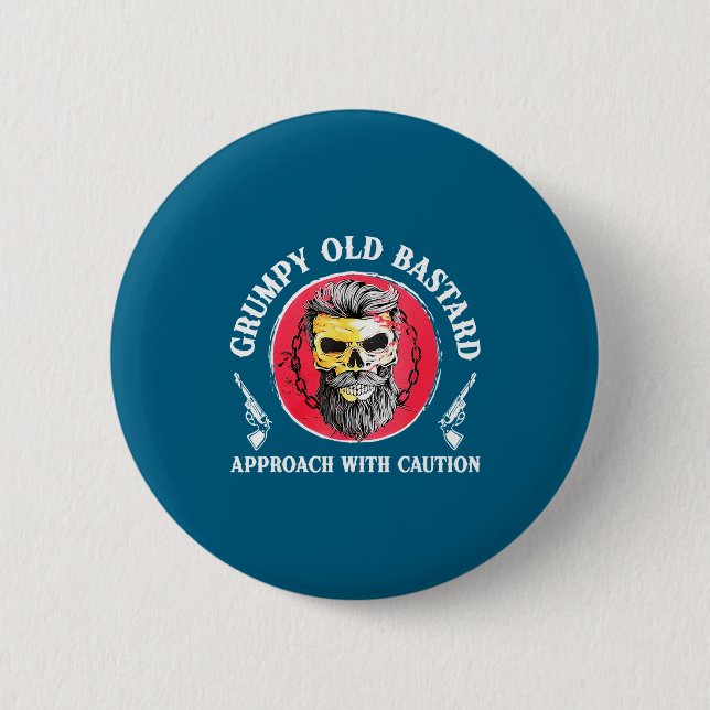 Mpy Old Approach With Caution Beard Skull Barber  6 Cm Round Badge (Front)