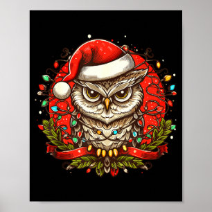Mpy Owl Christmas Santa Hat Vintage Owl For Men Wo Poster