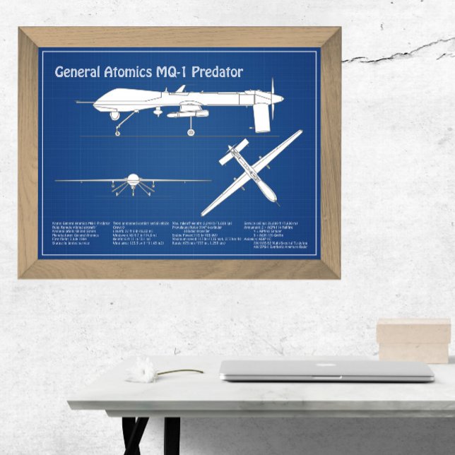 MQ-1 Predator  UAV- Aeroplane Blueprint ABD Photo Print (Creator Uploaded)