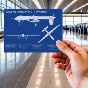 MQ-1 Predator  UAV- Aeroplane Blueprint ABD Postcard