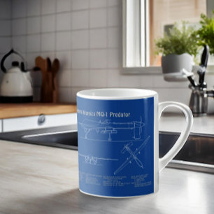 MQ-1 Predator  UAV- Aeroplane Blueprint AD  Coffee Mug