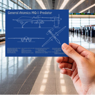 MQ-1 Predator  UAV- Aeroplane Blueprint AD  Postcard