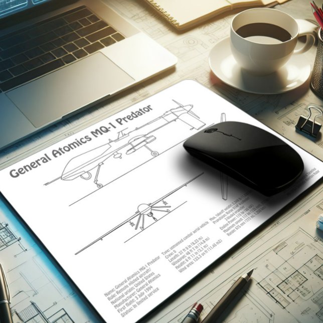 MQ-1 Predator  UAV- Aeroplane Blueprint BD  Mouse Mat (Creator Uploaded)