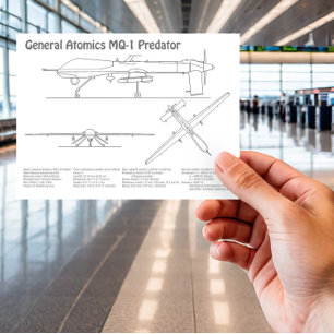 MQ-1 Predator  UAV- Aeroplane Blueprint BD  Postcard
