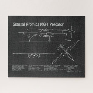 MQ-1 Predator  UAV- Aeroplane Blueprint PD  Jigsaw Puzzle