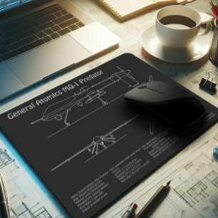 MQ-1 Predator UAV- Aeroplane Blueprint PD Mouse Mat