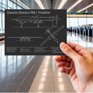 MQ-1 Predator  UAV- Aeroplane Blueprint PD  Postcard