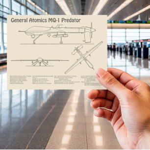 MQ-1 Predator  UAV- Aeroplane Blueprint SD  Postcard