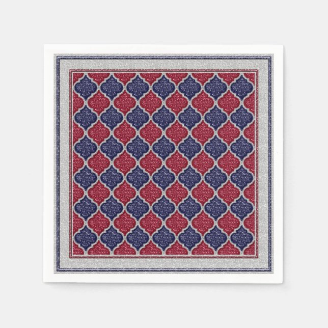 MQF Sequins-Blue-Raspberry-Silver-PAPER NAPKINS (Front)
