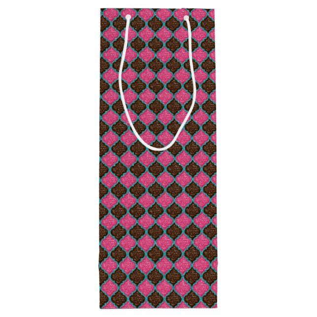 MQF Sequins-Pink-Chocolate-Aqua-WINE GIFT BAG (Back)