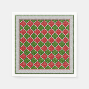 MQF Sequins-RED-WHITE-GREEN-PAPER NAPKINS