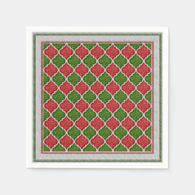 MQF Sequins-RED-WHITE-GREEN-PAPER NAPKINS (Front)