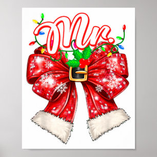 Mr & Mrs Couples Coquette Bow Family Christmas Poster