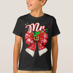 Mr & Mrs Couples Coquette Bow Family Christmas T-Shirt