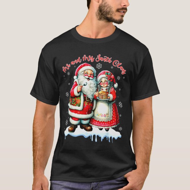 Mr &amp; Mrs Santa Claus Christmas Matching Couple T-Shirt (Front)