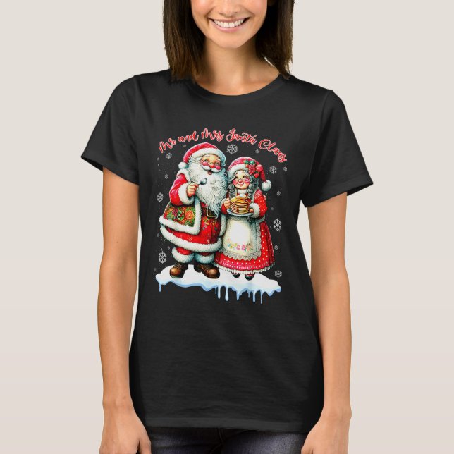Mr &amp; Mrs Santa Claus Christmas Matching Couple T-Shirt (Front)