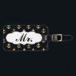 Mr anchor pattern - half of Mr & Mrs set Luggage Tag<br><div class="desc">"mr and mrs", "his and hers", "his and her", "mr. and mrs", "mr & mrs", "his & hers", "his & her", couples, couple, "luggage tag", luggage, tag, tags, suitcase, bag, set, pair, bride, groom, his, her, hers, mr., mrs, mister, miss, misses, missus, script, cursive, fancy, stylish, married, "just married", marriage,...</div>