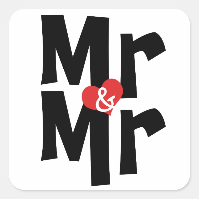 Mr And Mr Bold Modern Wedding Square Sticker (Front)